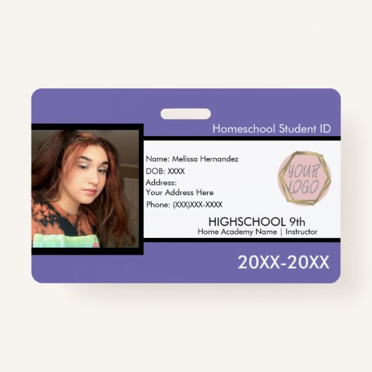 Homeschoing School ID Paars Badge (Voorkant)