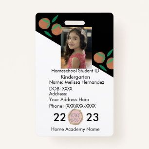 Homeschoing School ID Sinaasappels Foto Badge