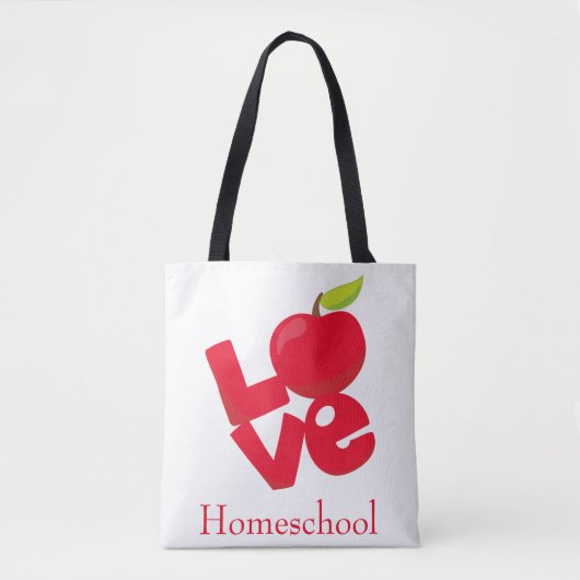 Homeschool Adventures Red en White Apple-thema Tote Bag (Voorkant)
