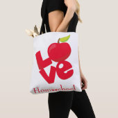 Homeschool Adventures Red en White Apple-thema Tote Bag (Dichtbij)