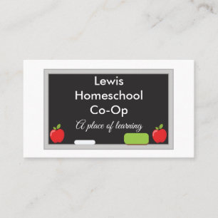 Homeschool Co-Op Chalkboard met appels Visitekaartje