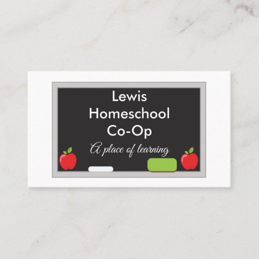 Homeschool Co-Op Chalkboard met appels Visitekaartje (Voorkant)