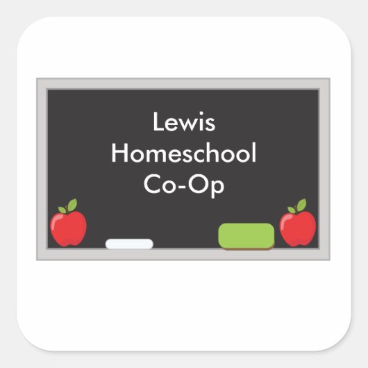 Homeschool Co op Chalkboard Vierkante Sticker (Voorkant)