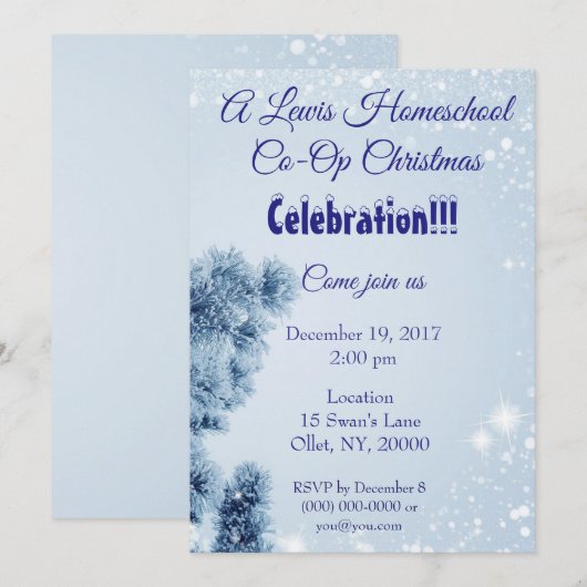 Homeschool Co-op-kerstparty Kaart (Voorkant / Achterkant)