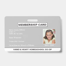 Homeschool CO-OP Lidmaatschap ID Badge