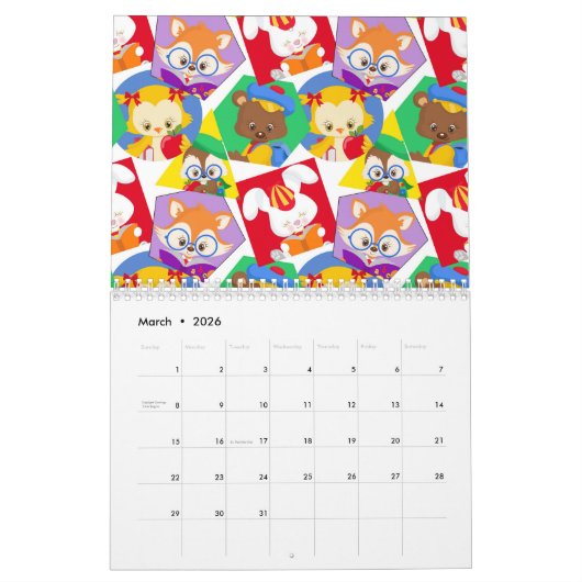 Homeschool Co op schoolbord op rode achtergrond Kalender (Mar 2026)