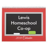 Homeschool Co op schoolbord op rode achtergrond Kalender (Hoes)