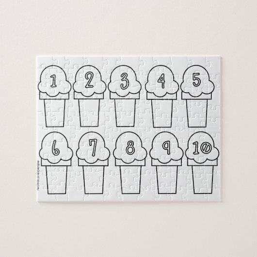 Homeschool Counting Coloring Puzzles Ice Cream Legpuzzel (Horizontaal)