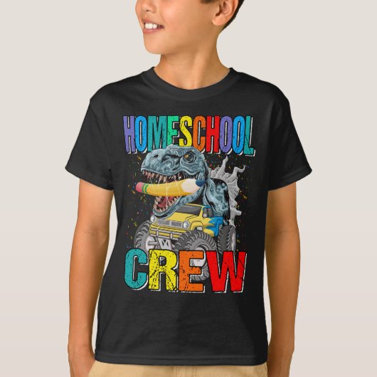 Homeschool Crew Monster Truck Dinosaur Boys  T-shirt (Voorkant)
