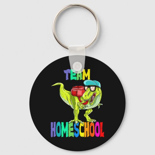 Homeschool Dinosaur T Rex terug naar school Sleutelhanger (Voorkant)