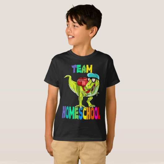 Homeschool Dinosaur T Rex terug naar school T-shirt (Voorkant volledig)