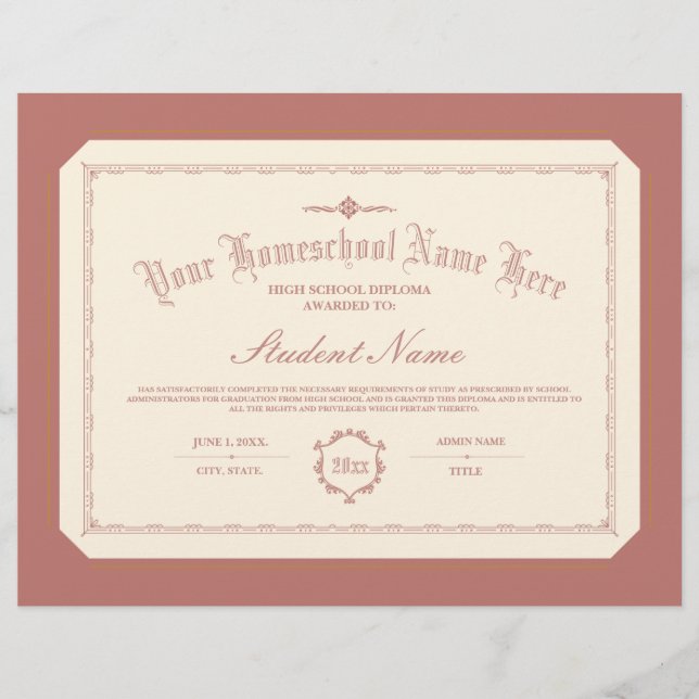 Homeschool Diploma Traditioneel Soft Red (Voorkant)