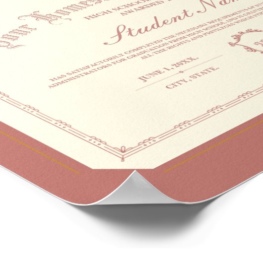 Homeschool Diploma Traditioneel Soft Red Poster (Hoek)