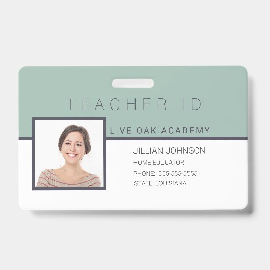 Homeschool Docent ID Badge Elegant Bloemen (Voorkant)
