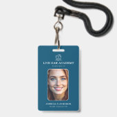 Homeschool Docent ID Badge | Minimalistisch blauw (Voorzijde met lanyard)