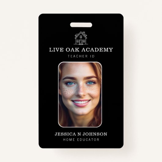 Homeschool Docent ID Badge | Minimalistisch zwart (Voorkant)