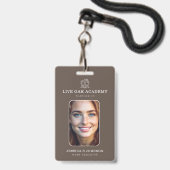 Homeschool Docent ID Badge | Minimalistische Taupe (Voorzijde met lanyard)