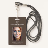 Homeschool Docent ID Badge | Minimalistische Taupe (Voorkant met draagriem)