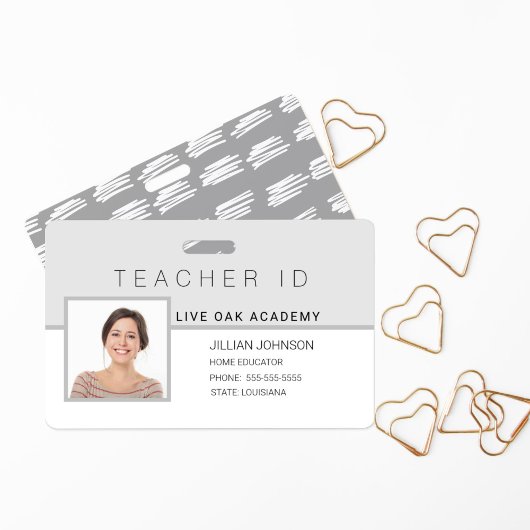 Homeschool Docent ID Badge Modern Grijs