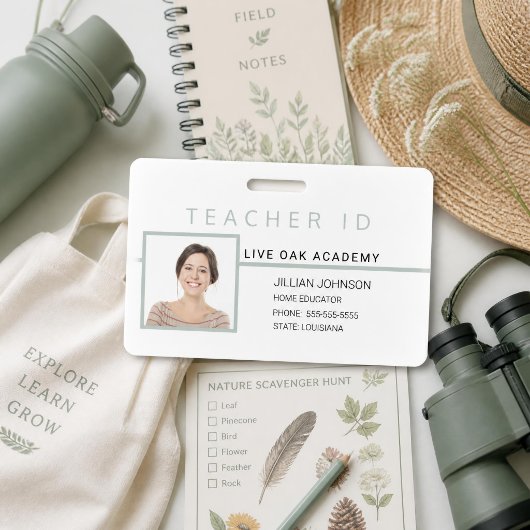 Homeschool Docenten ID Badge Blauw Minimalistisch