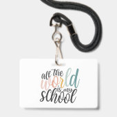 Homeschool Docenten ID Badge Blauw Minimalistisch (Achterkant met lanyard)