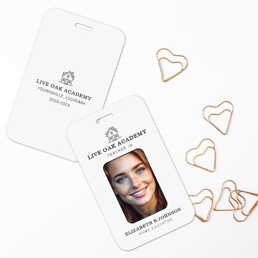 Homeschool Docenten ID Badge | Minimalistisch Wit