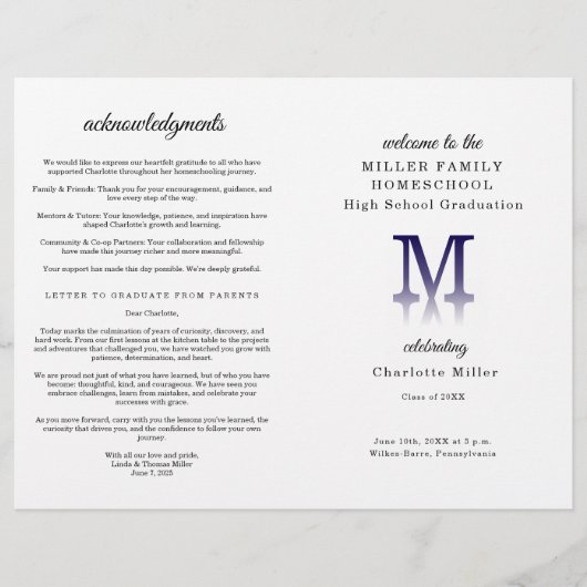 Homeschool Graduation Program Folded Pamphlet Flyer (Voorkant)