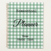 Homeschool groen geruit terug naar school spiraal planner (Voorkant)