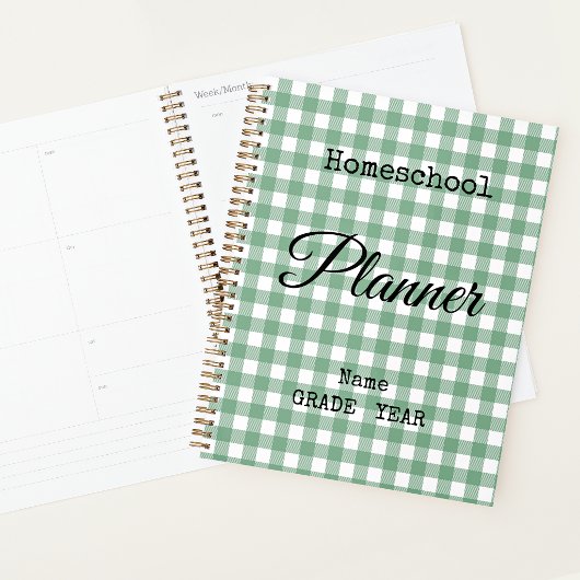 Homeschool groen geruit terug naar school spiraal planner