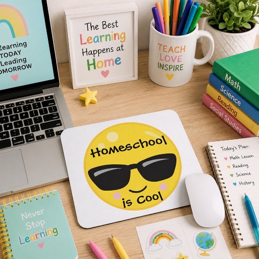 Homeschool is Cool Smiley Face Zonnebril  Muismat