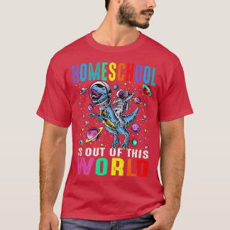 Homeschool is uit deze wereldastronaut Dinosaur T-shirt