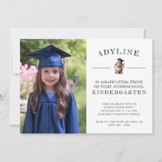 Homeschool Kindergarten Afstuderen met Bunny Kaart (Voorkant)