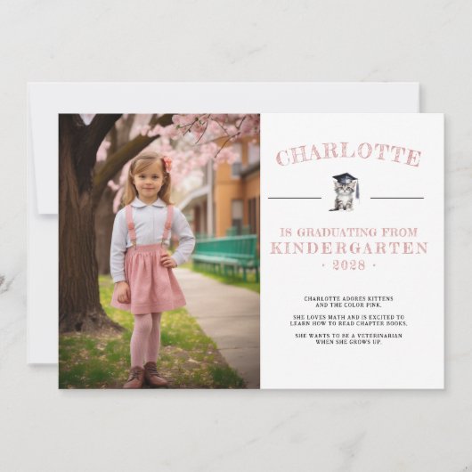 Homeschool Kindergarten Afstuderen met Kitten Aankondiging (Voorkant)