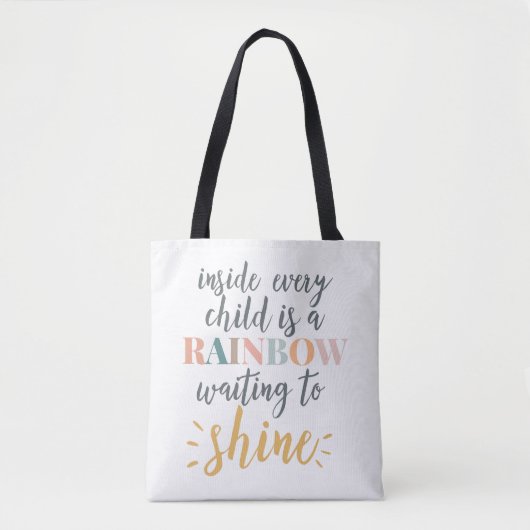 Homeschool Kindertijd Motivatie Quote Regenboog Tote Bag (Voorkant)