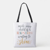 Homeschool Kindertijd Motivatie Quote Regenboog Tote Bag (Achterkant)