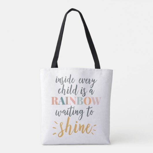 Homeschool Kindertijd Motivatie Quote Regenboog Tote Bag (Achterkant)