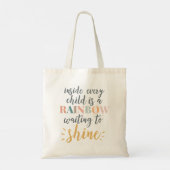 Homeschool Kindertijd Motivatie Quote Regenboog Tote Bag (Achterkant)