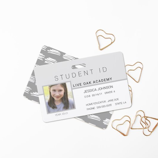 Homeschool Leerling ID Badge | Modern Grijs