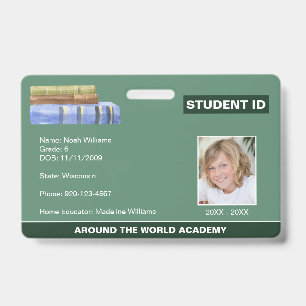 Homeschool Leerling ID Boek Stapel Badge