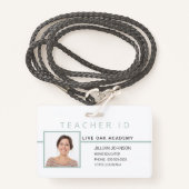 Homeschool leraar ID Badge Blue Minimalist (Voorkant met draagriem)
