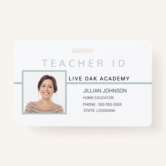 Homeschool leraar ID Badge Blue Minimalist (Voorkant)