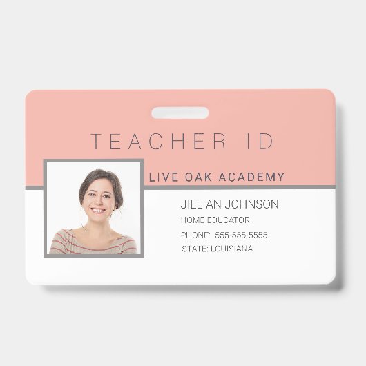 Homeschool leraar ID Badge Feminine Floral (Voorzijde)