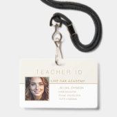Homeschool leraar ID Badge Modern Goud (Voorzijde met lanyard)
