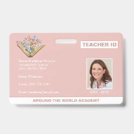 Homeschool Leraar ID Boek Bloemen Badge