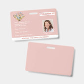 Homeschool Leraar ID Boek Bloemen Badge (Voor- en achterkant)