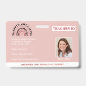 Homeschool leraar ID Boho Rainbow Badge (Voorzijde)