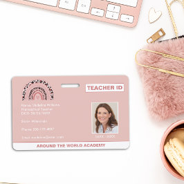 Homeschool Leraar ID Boho Regenboog Badge