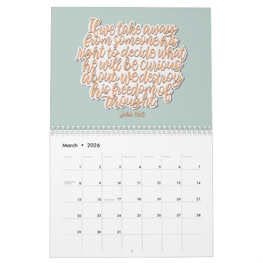 HomeSchool Leven  Quotes alt 2024 Kalender (Mar 2026)