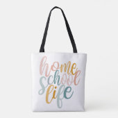 HomeSchool Life Pastel Regenboog Kleuren Handteken Tote Bag (Achterkant)