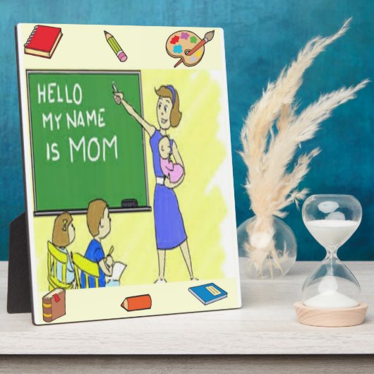 Homeschool Mam Tabletop Plaque met Easel Fotoplaat (Zijkant)